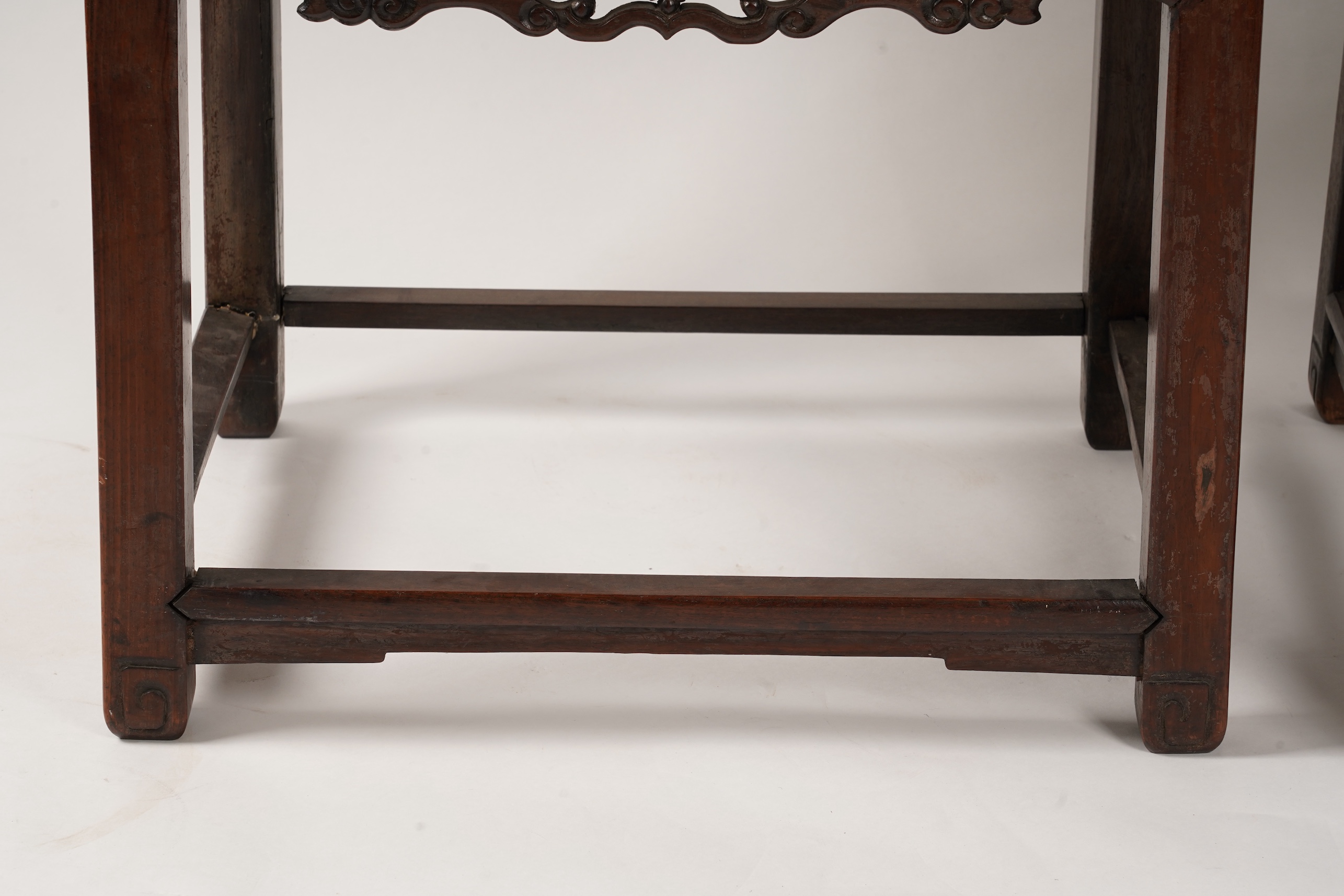 A pair of Chinese hongmu armchairs, late 19th century